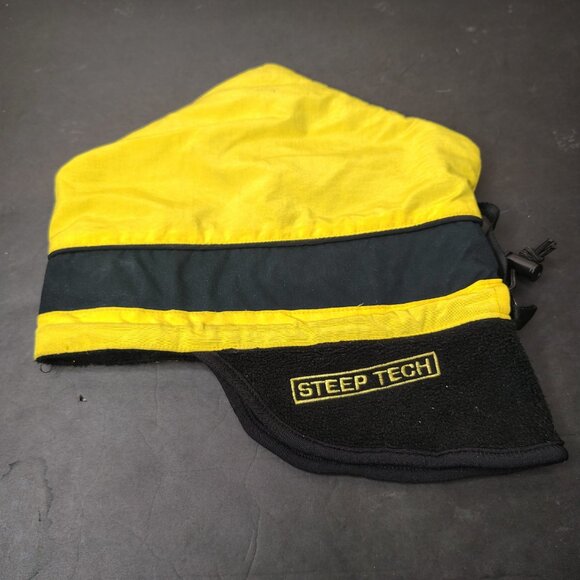 VINTAGE The North Face Steep Tech Hat Cap Yellow Black Expedition Fleece Lined - Picture 2 of 9
